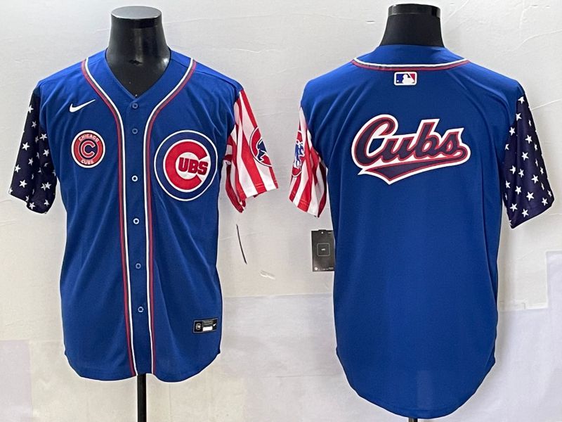 Men 2025 Chicago Cubs Blank Blue a generation of national flags Joint Name Nike MLB Jersey style 6->chicago cubs->MLB Jersey